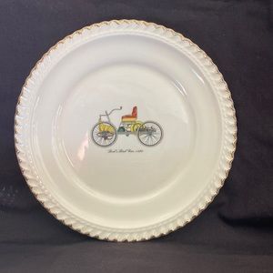 Harker Pottery 22 kt. Gold Rim Dessert Plate Antique Car Design
